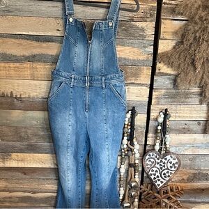 Free people .. Women's Denim Overalls boho hippie vibe, worn 1 time !